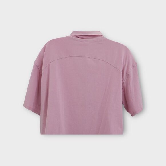 Lululemon Relaxed Fit Cotton Blend Turtleneck Tee Short Sleeve Sz 10 Pink Peony - Picture 6 of 8